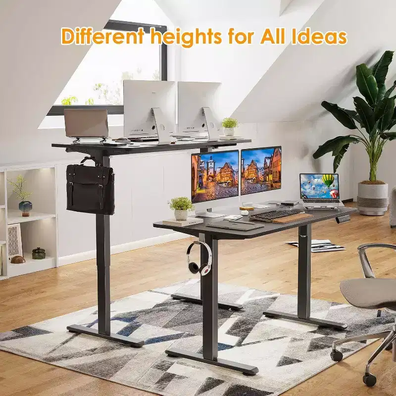 PexFix 48 x 24 Electric Standing Desk Walnut Desktop Height Adjustable Computer Desk Stand up Home Office Desk with Splice Board