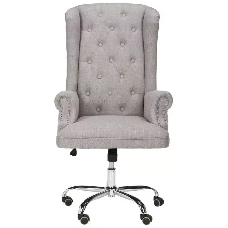 Ian Linen Chrome Leg Swivel Office Chair - Grey/Chrome - Safavieh