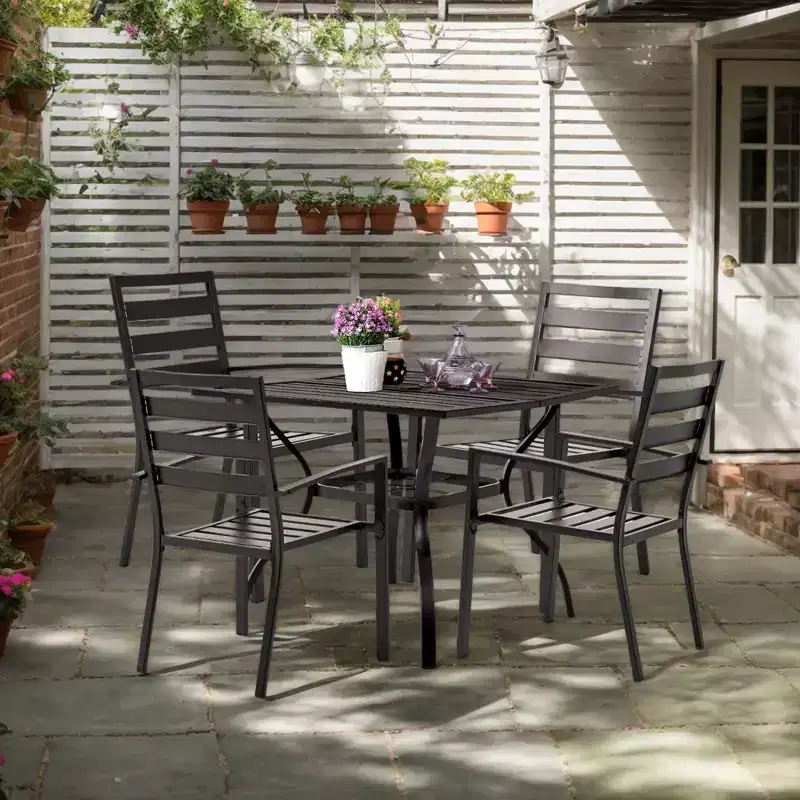 Karl Home | Steel Stackable Patio Dining Chair (Set Of 4)