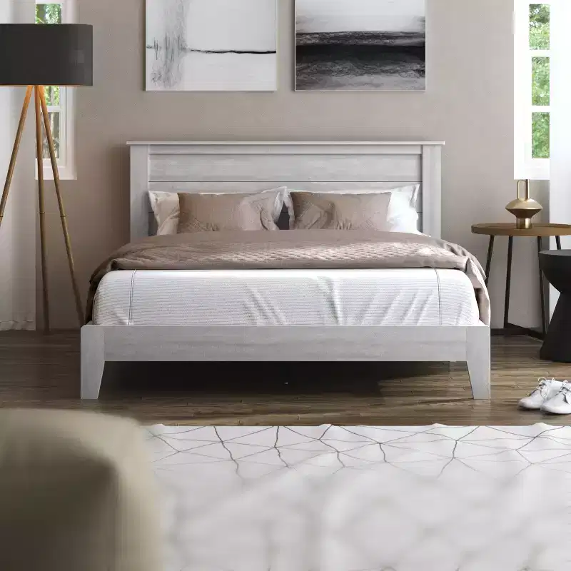 Queen Tiena Lencia Bed with Headboard Dusty Grey Oak