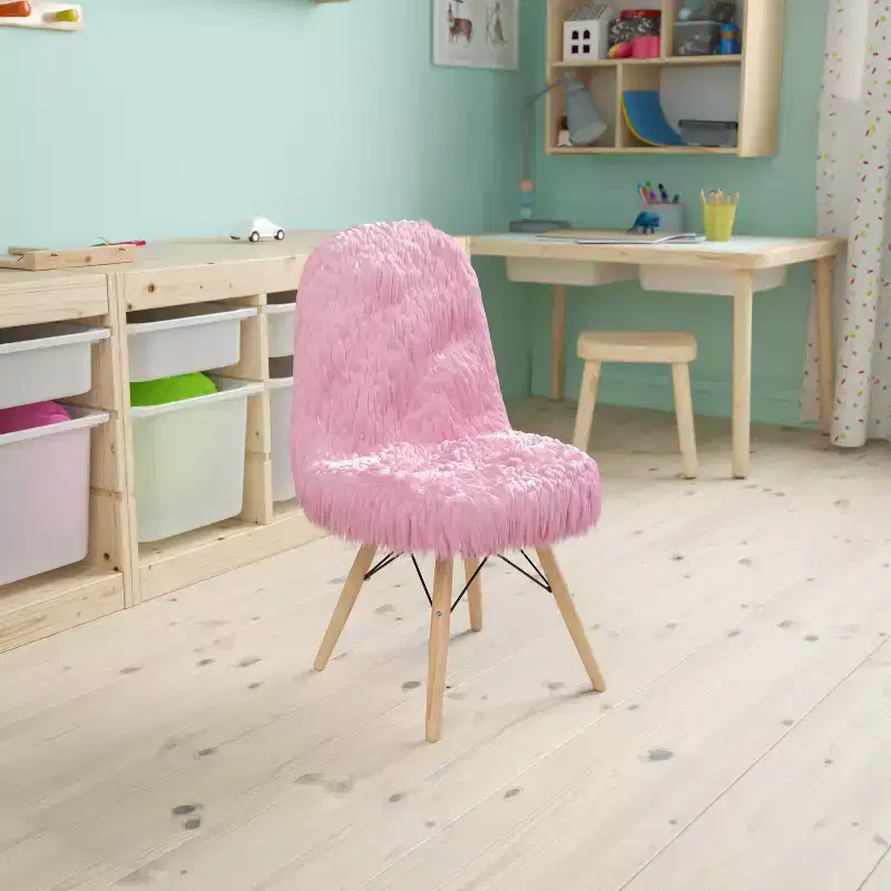Kids Shaggy Dog Accent Chair - Desk Chair - Playroom Chair
