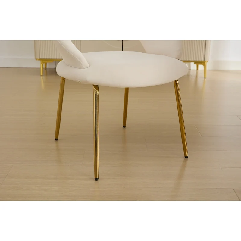 Velvet Dining Accent Chairs with Curved Backrest and Gold Metal Legs - 250lb Capacity
