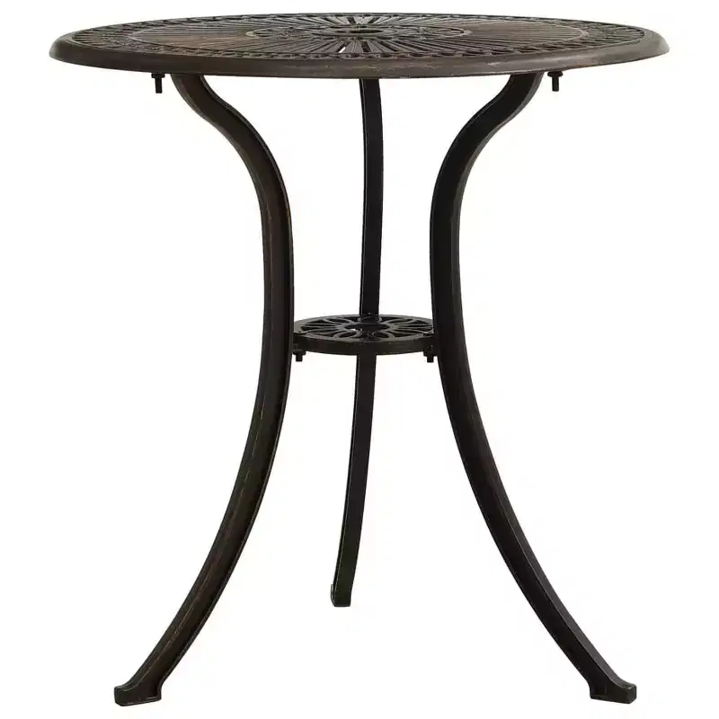vidaXL Outdoor Dining Table Garden Patio Table with Glass Top Cast Aluminum