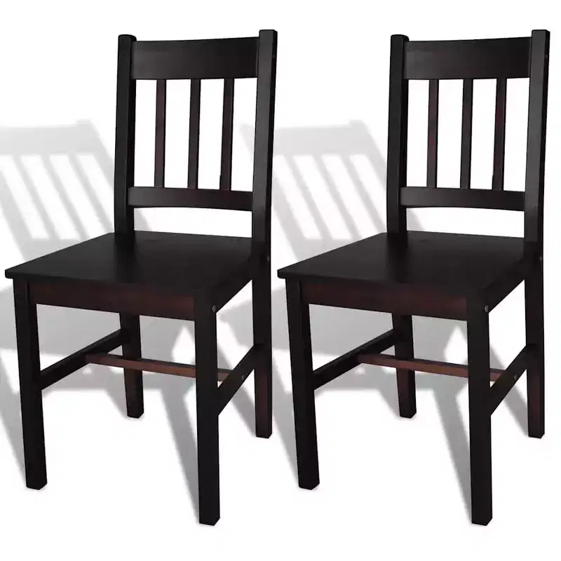 vidaXL Dining Chair Set of 2 White Solid Pine Wood 33.1 inches tall