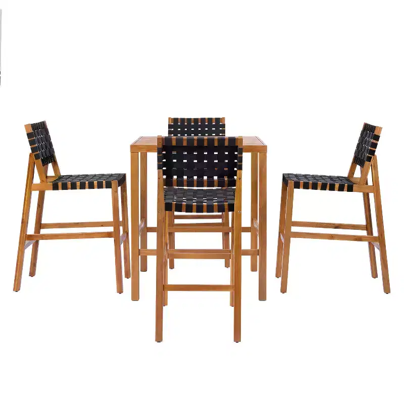 Christopher Knight Home Carlos Modern 5 Piece Acacia Side Chairs Set with PE Rope and Slatted Table
