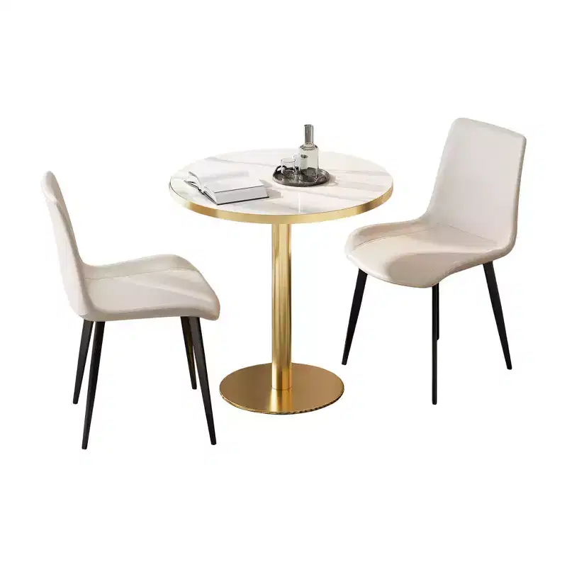 2pk Modern Faux Leather Dining Chairs with Cushioned Seats & Metal Legs