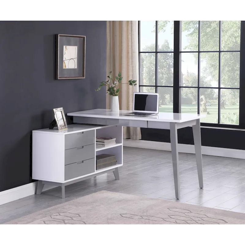 Somette Modern 2-Tone Rotating Wooden Computer Desk