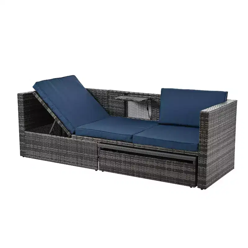 Bestier Patio Furniture Sets, Outdoor Wicker Conversation Set with Lift Top Table, Adjustable Backrest, Ottomans, Modular Sectional Sofa for Backyard