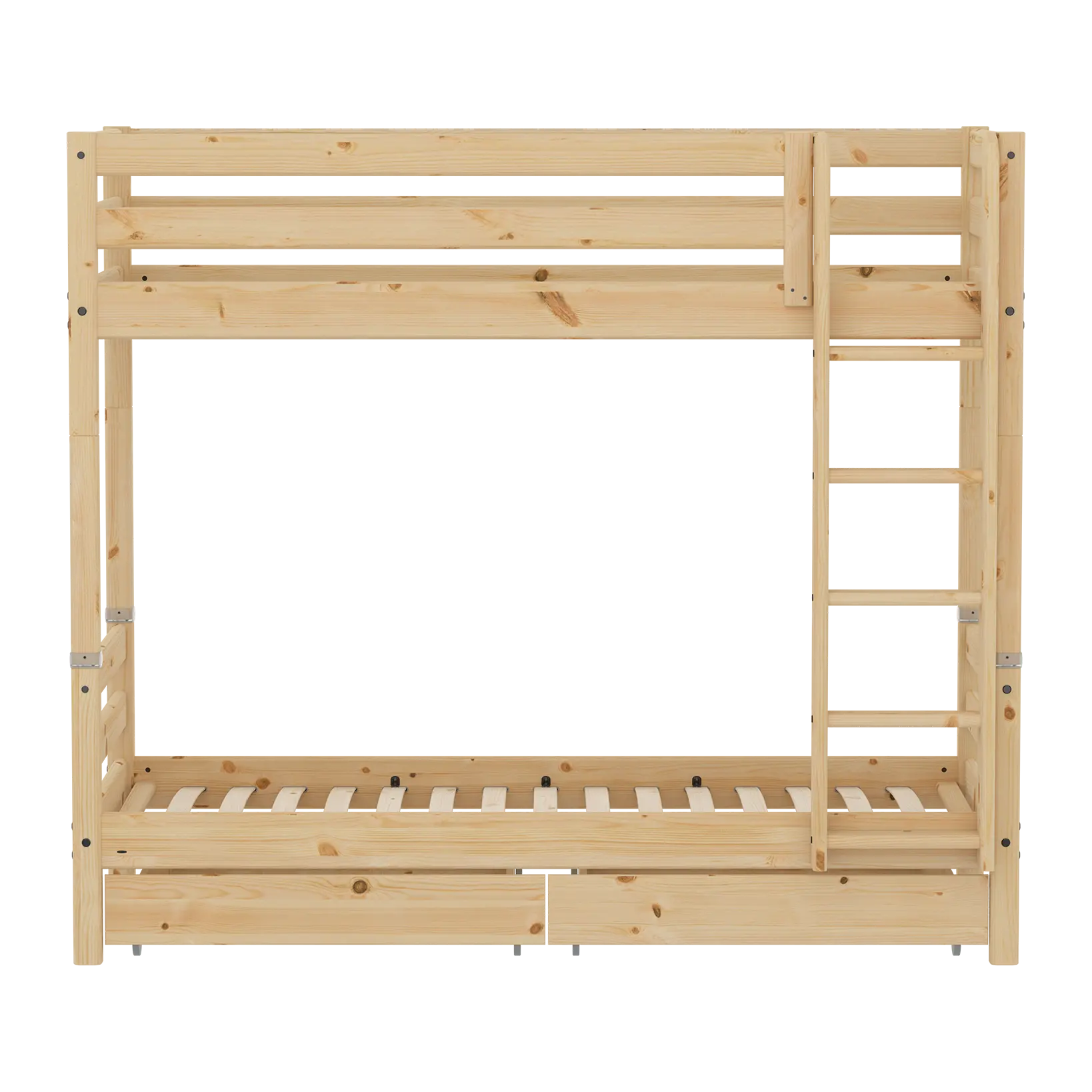 High Bunk Bed with Storage, 90x200 cm, Pine