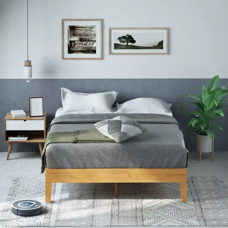 Moiz 14 Deluxe Wood Platform Bed Frame Natural - Zinus