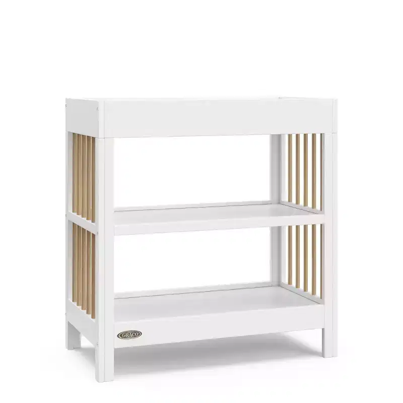 Baby Changing Table with Water-Resistant Pad & 2 Open Shelves – GREENGUARD Gold Certified, White