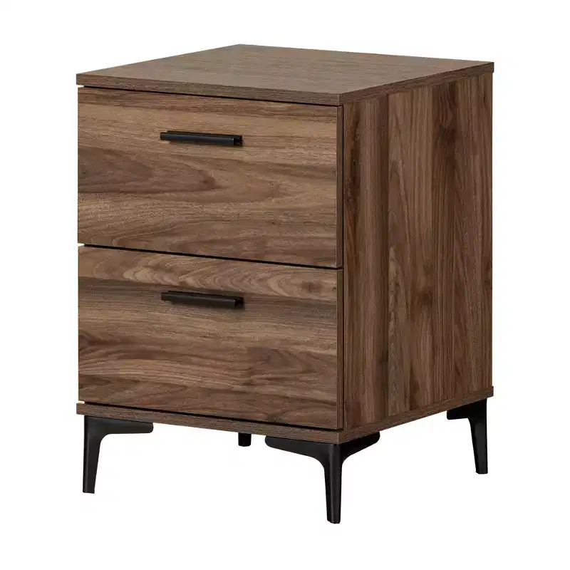 Modern Urban 2-Drawer Side Table with Metal Legs