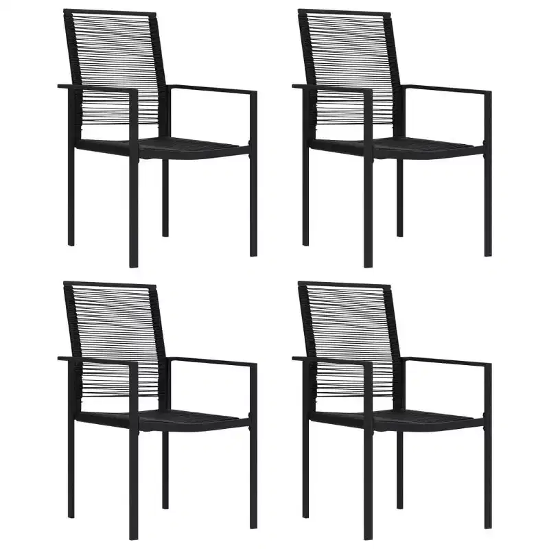 vidaXL Dining Set Black Powder-Coated Steel, PVC Hollow Rattan, Glass