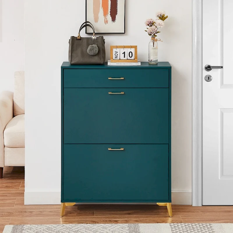 Space-Saving Freestanding Modern Shoe Storage Cabinet for Entryway, Hallway, Living Room