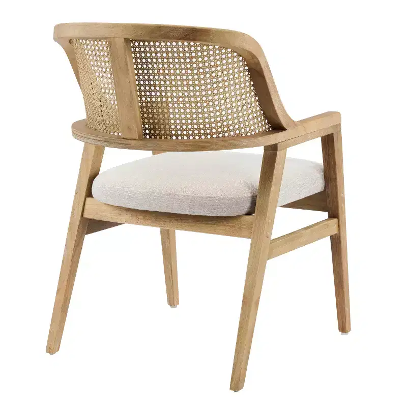 Christopher Knight Home Charlotte Mid-Century Modern Upholstered Dining Chairs with Natural Rattan Cane Back (Set of 2)