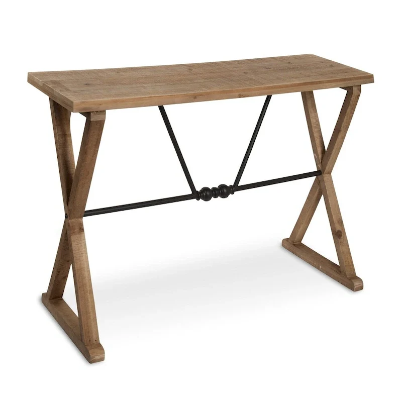 Rustic Farmhouse Solid Wood & Metal Console Table – 42