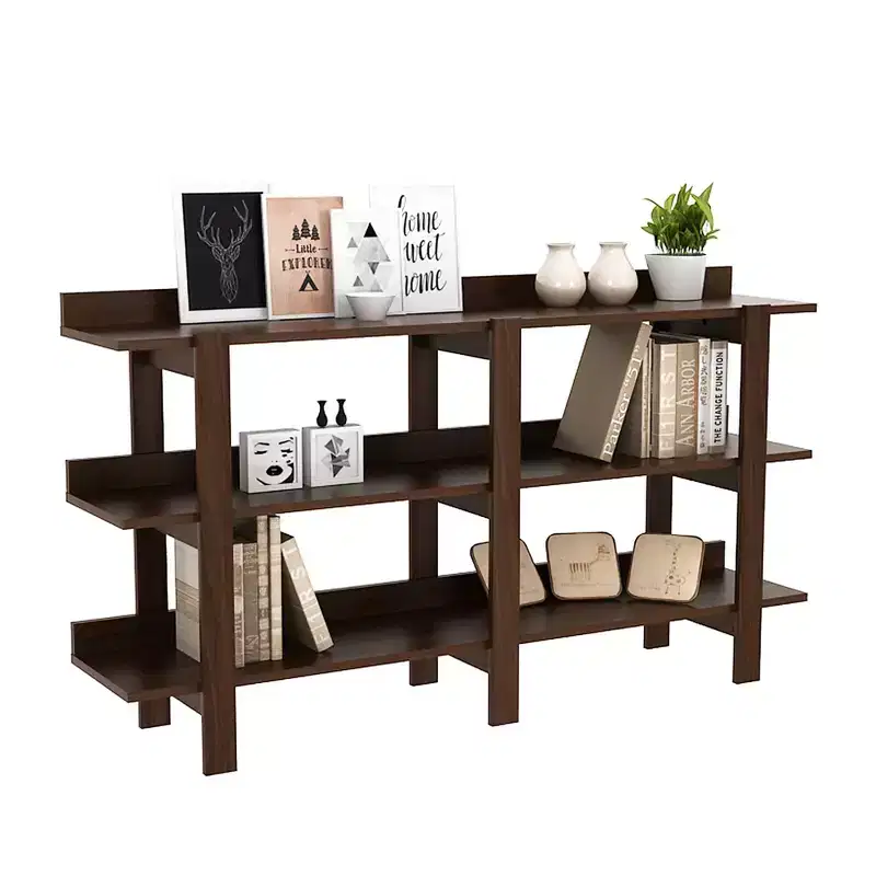 59'' 3 Tier Console Table with Storage Wooden Sofa Entryway Table Brown Walnut