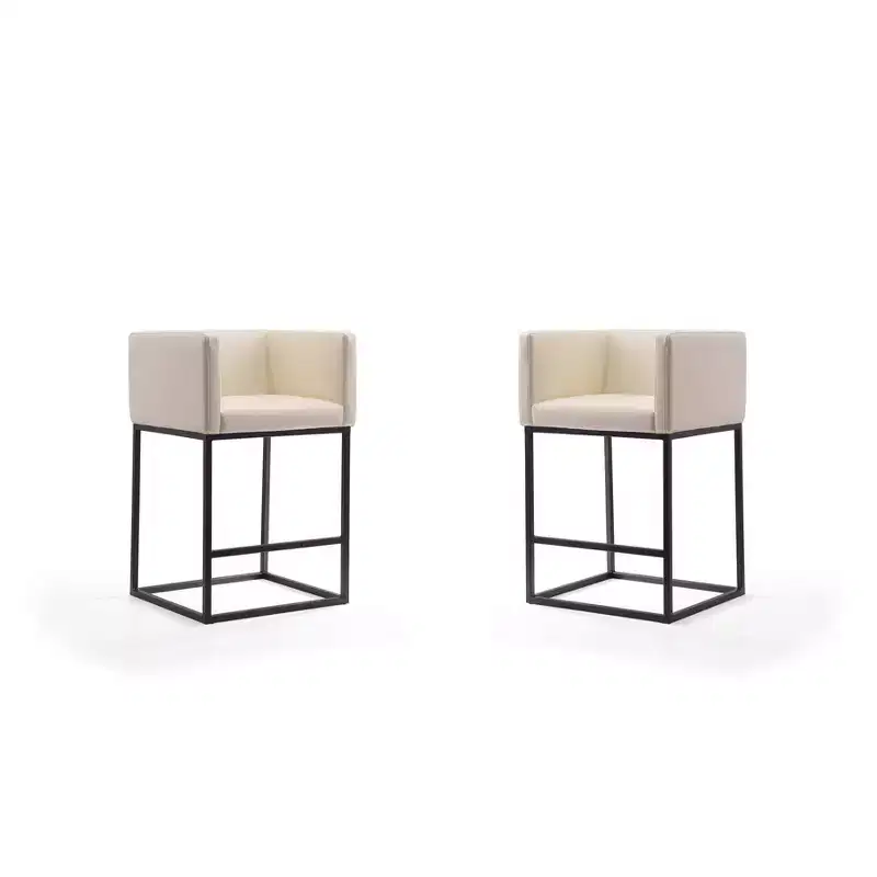 Set of 2 Embassy Upholstered Metal Counter Height Barstools - Manhattan Comfort