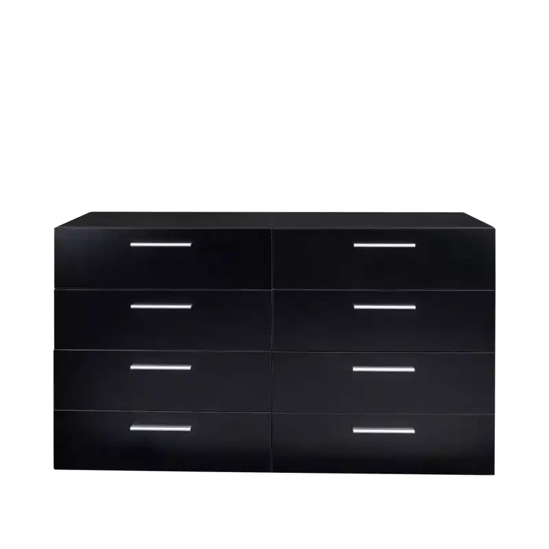 8-Drawer Black Particle Board 55.12in. W Chest of Drawers