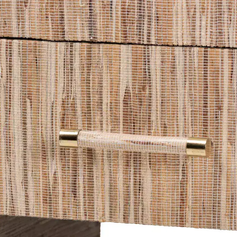 bali & pari Callan Woven Grasscloth 1 Drawer Nightstand Natural/Gold