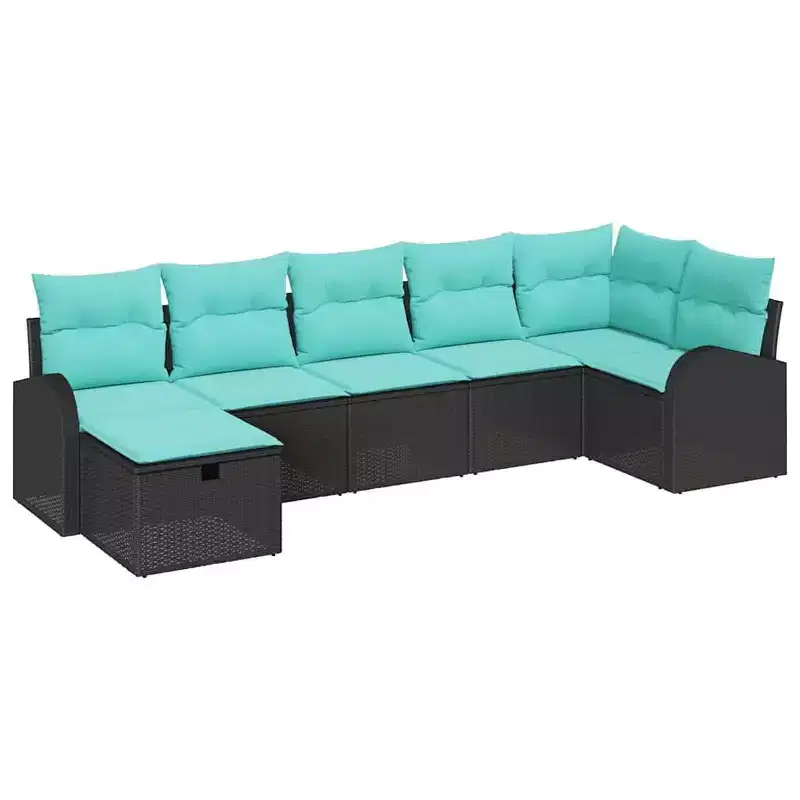 vidaXL Garden Sofa Set 7 pcs Brown and Red 289 x 124 x 85 cm