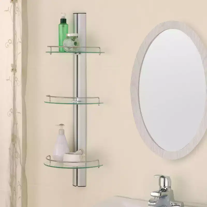 Three Tier Half Moon Glass Shelf Silver