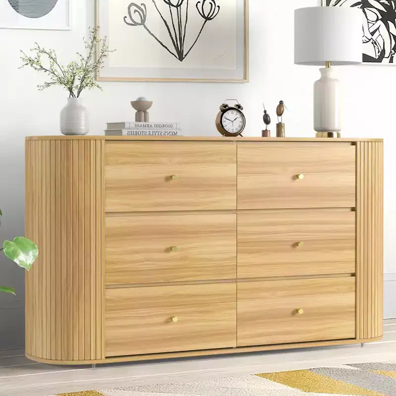 Acekool 9 Drawer Farmhouse Dresser with Power Outlet, Vintage Chest with Metal Handles, Large Storage Organizer for Bedroom, Living Room, Hallway