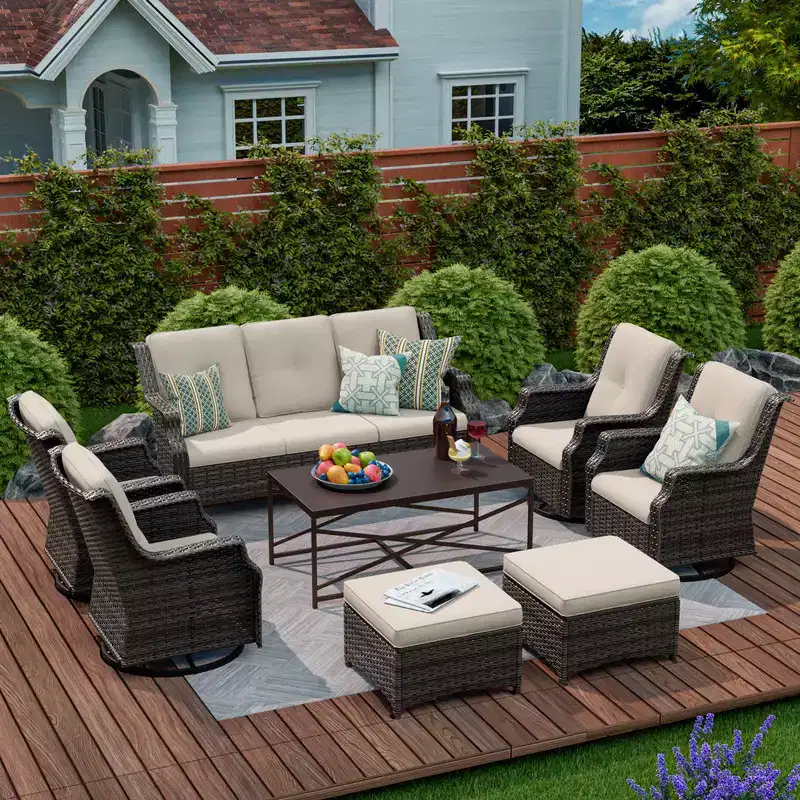 UPTIOT 8-Piece Outdoor Patio Conversation Set