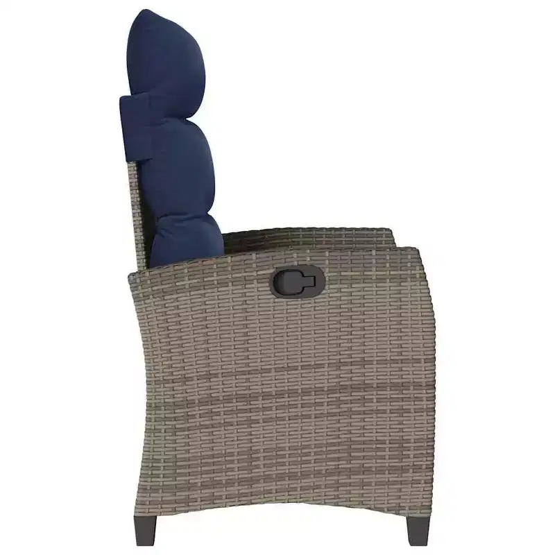 vidaXL Reclining Garden Chair PE rattan, powder-coated steel Medium