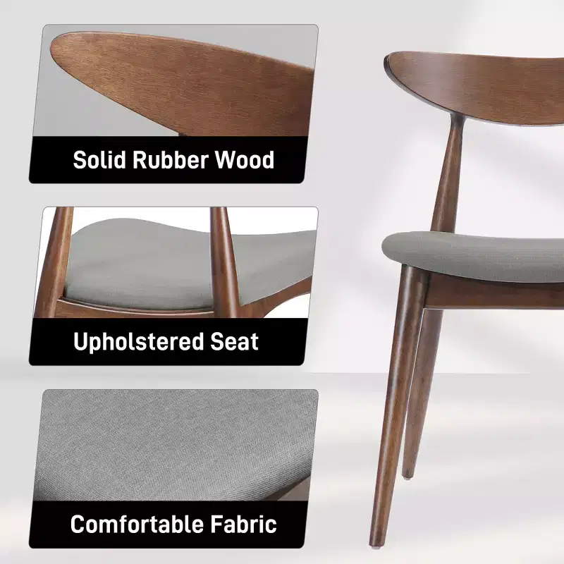 Christopher Knight Home Barron Mid Century Modern Rubberwood Fabric Upholstered Dining Chairs (Set of 2)
