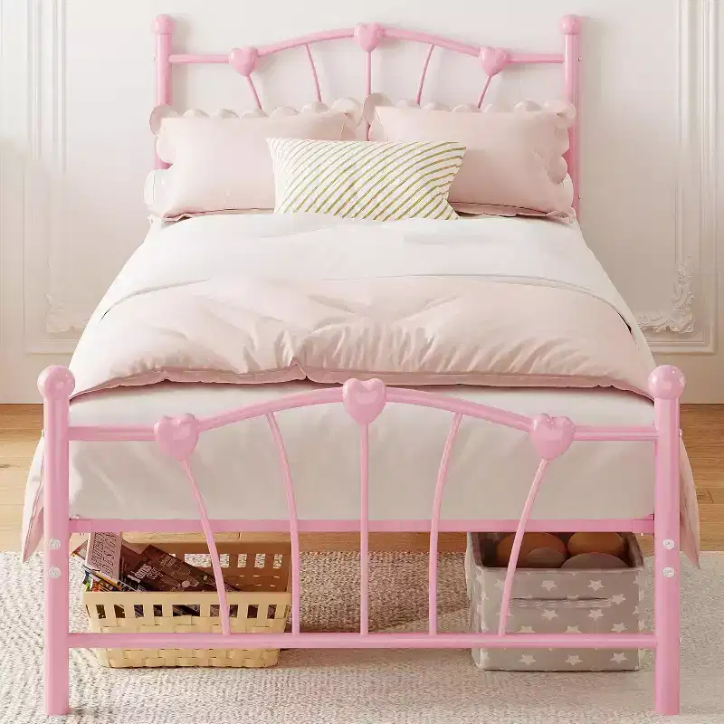 Twin Size Metal Platform Bed Frame with Headboard and Footboard
