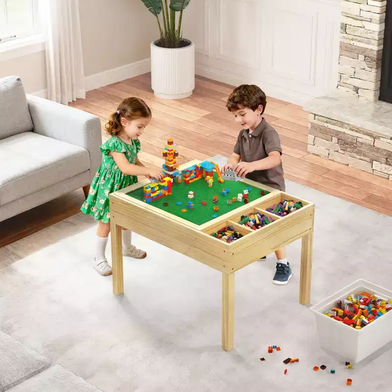 3-in-1 Kids Light Table with Storage LED Sensory Building Brick Art Table Ages 3+