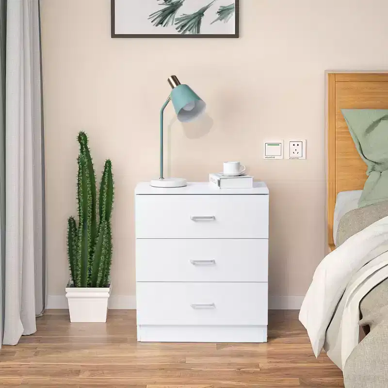 Karl Home 3-Drawer White Particle Board 22.05in. W Chest of Drawer