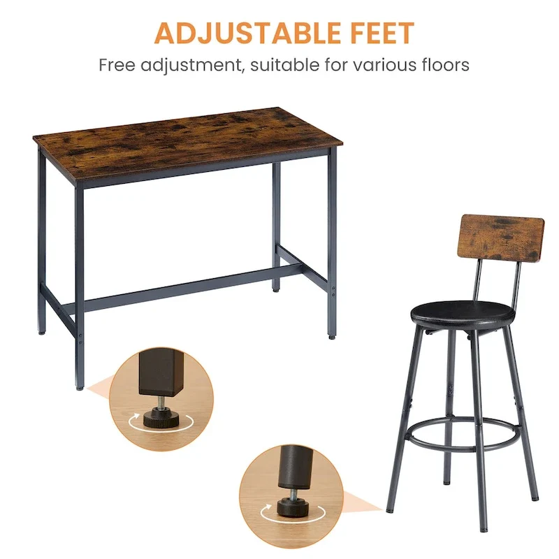 7-Piece Bar Table and Chairs Set with PU Leather Stools