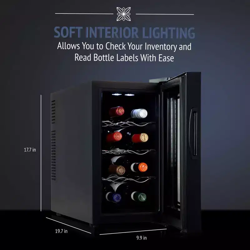 Ivation 8 Bottle Thermoelectric Wine Cooler, Quiet Freestanding Wine Fridge