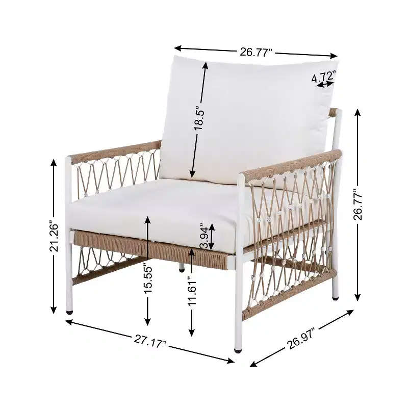 Christopher Knight Home Miles Bohemian Patio Lounge Chair with Handwoven Rope and Cushions (Set of 2)