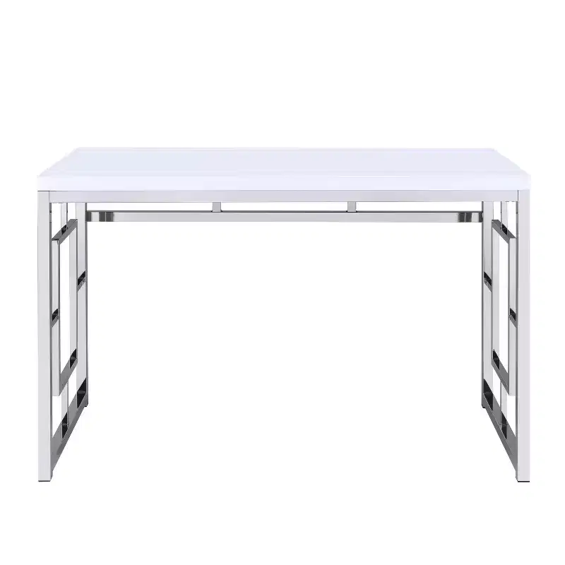 Steve Silver Co. Contemporary Adina Desk White: Modern Laminated Surface, Metal Frame, No Storage