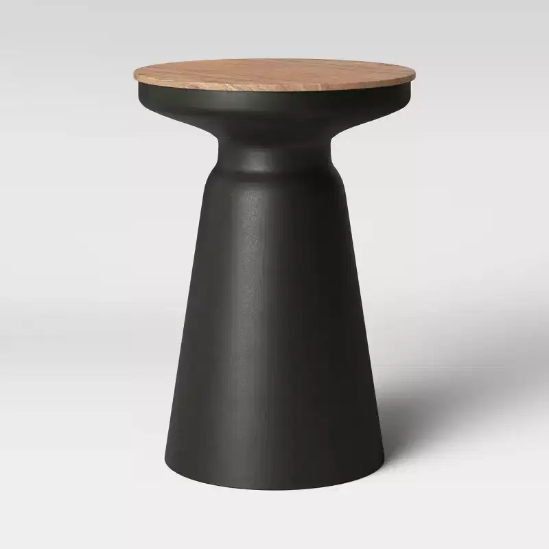 Turned Drum Side Table Black