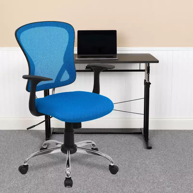 Mid-Back Mesh Swivel Task Office Chair with Chrome Base & Fixed Arms