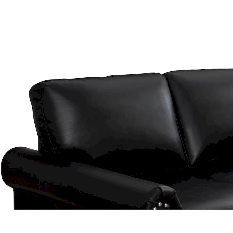 Living Room Sofa Loveseat Black Faux Leather