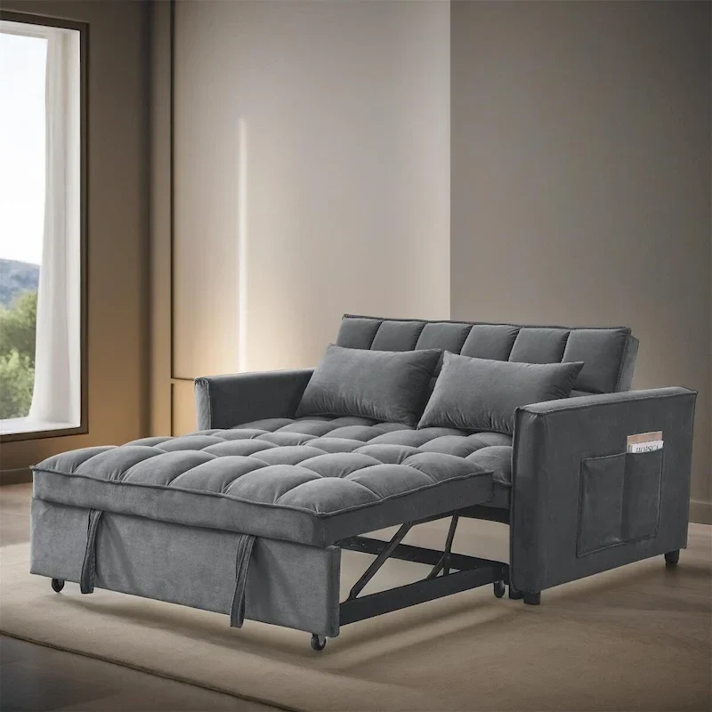 54 Wide 3 in 1 Velvet Sleeper Sofa for Living Room