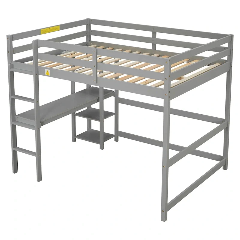 Full Loft Bed with Desk ,Shelves and Ladder