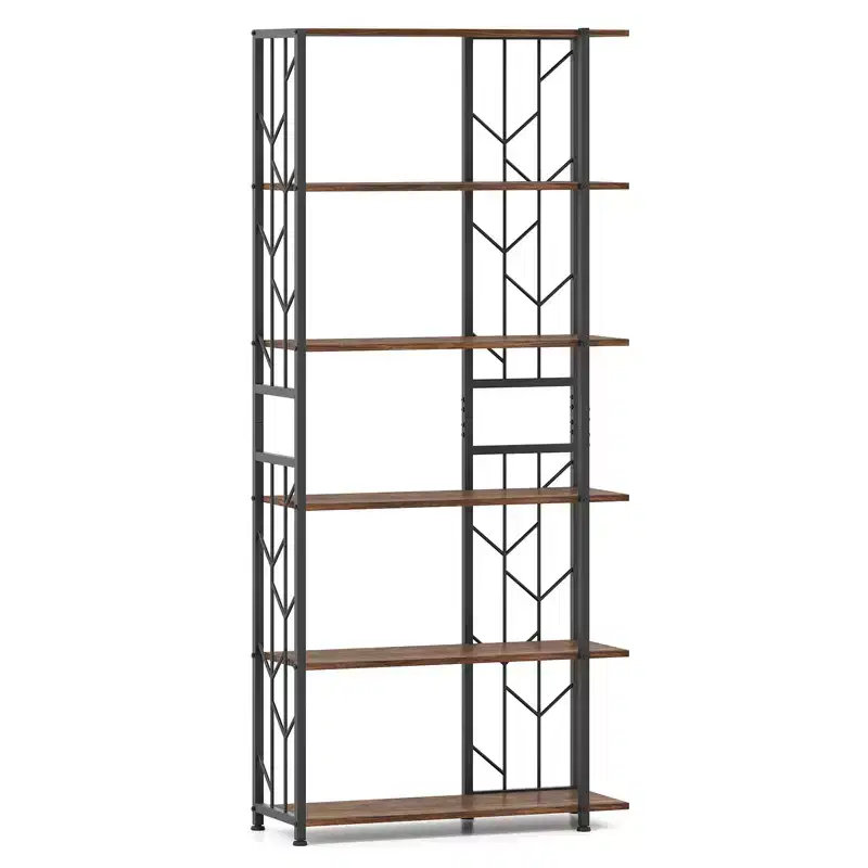Costway 6-Tier Bookshelf w/Heavy-duty Metal Frame2 Anti-tipping Kits for Living Room