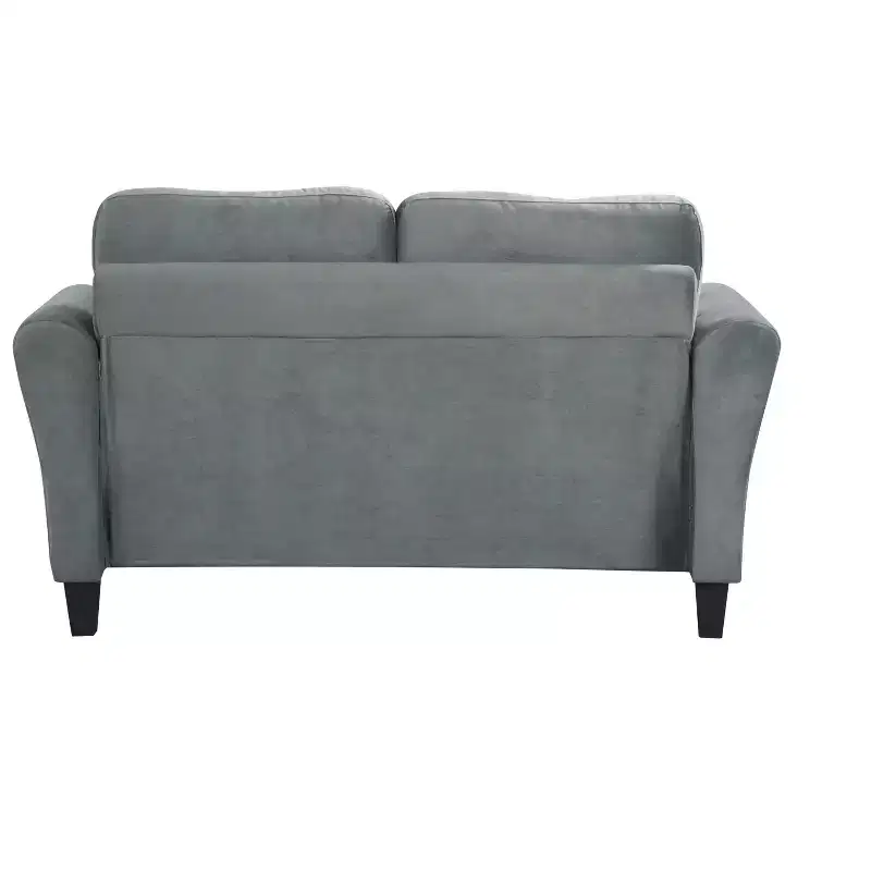 2-Seater Gray Velvet Sofa with Thick Cushions & Wood Frame for Small Spaces