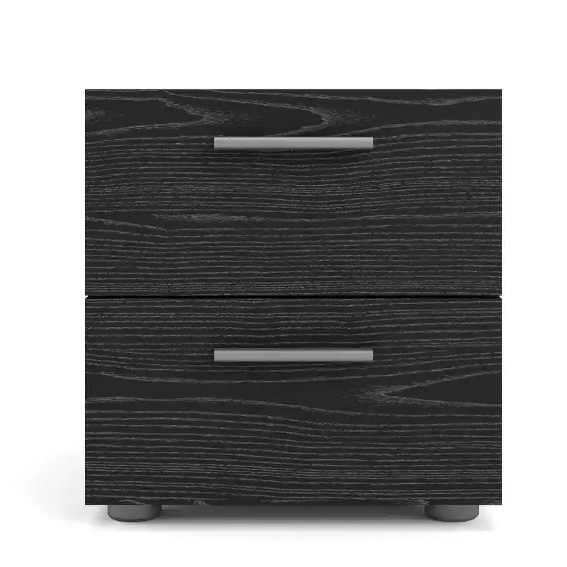 2-Drawer Nightstand, Black Woodgrain