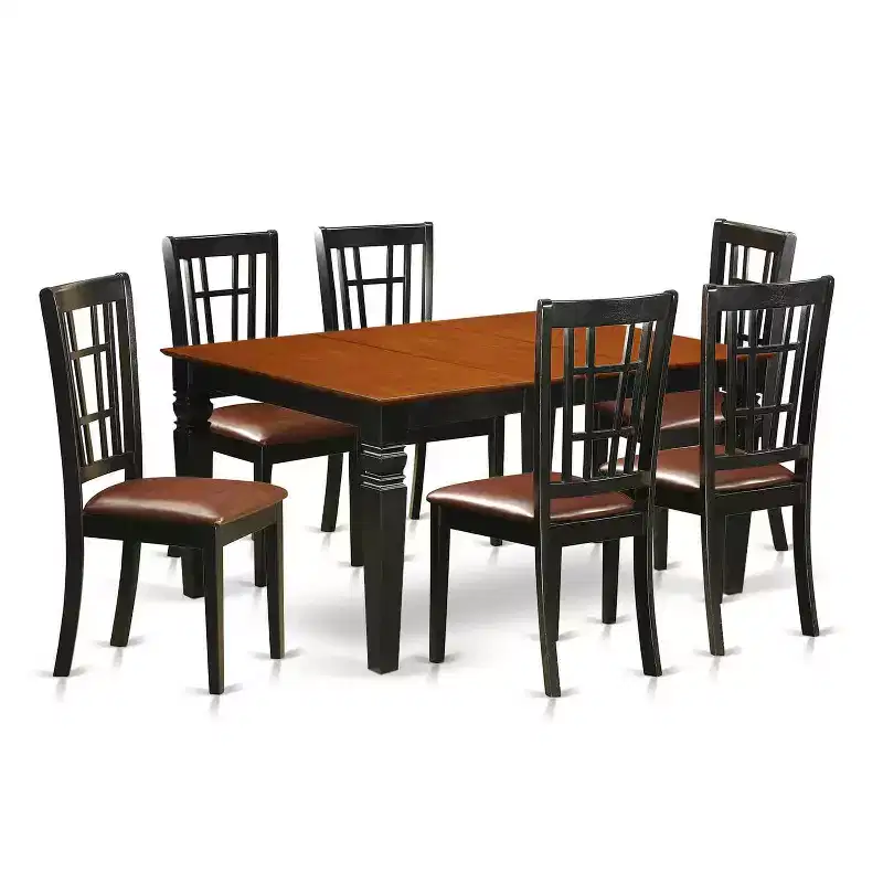 Rustic Ranch Dining Set - Kitchen Table & Chairs - 7 Piece Wood Set