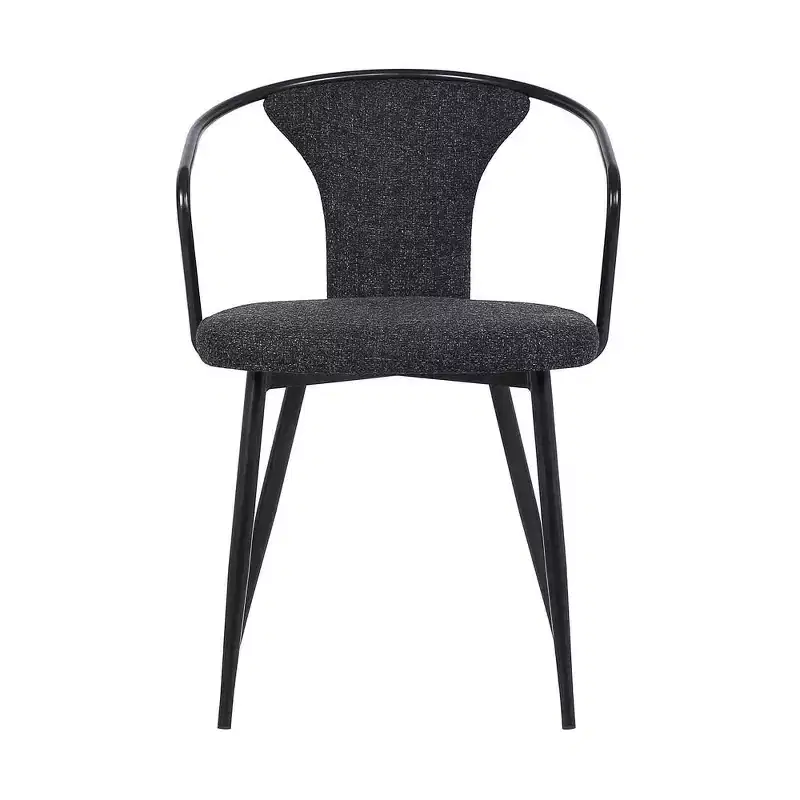 Armen Living,Francis Contemporary Dining Chair in Black Powder Coated Finish and Black Fabric