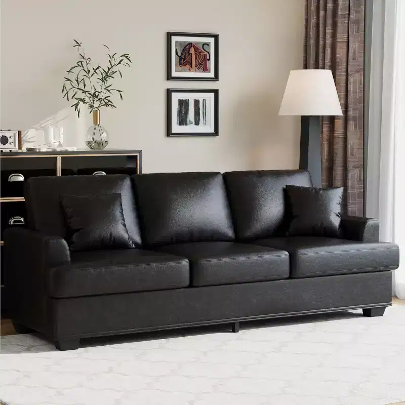 SunnyFurn 86 Plush Cloud Sofa, 3-Seater with Deep Seats, 2 Removable Back Cushions & Throw Pillows for Living Room/Bedroom/Apartments