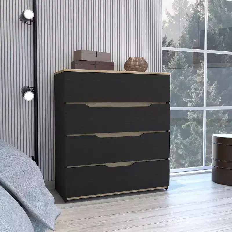 Okak 4-Drawer Dresser Ample Storage with Spacious Drawers, Sturdy Manufactured Wood, Superior Top for Versatile Home Spaces