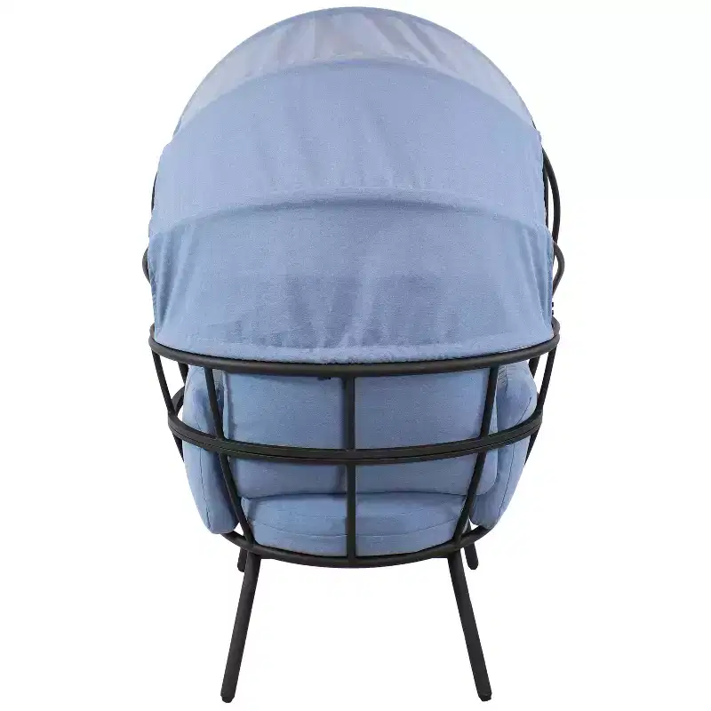 Sunnydaze Modern Luxury Patio Lounge Chair with Retractable Shade - Powder-Coated Aluminum Frame with Polyester Cushions and Canopy